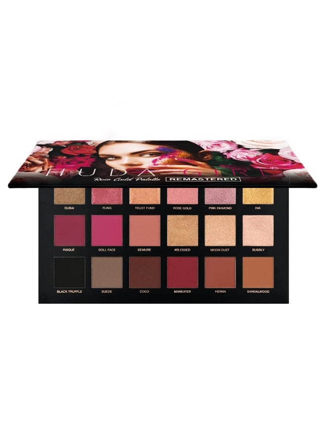 HUDA GIRL BEAUTY Professional semi matte finish Eye Shadow Makeup Kit For Girls Rose Gold Remastered Edition Eyeshadow Palette for Women - Image 1